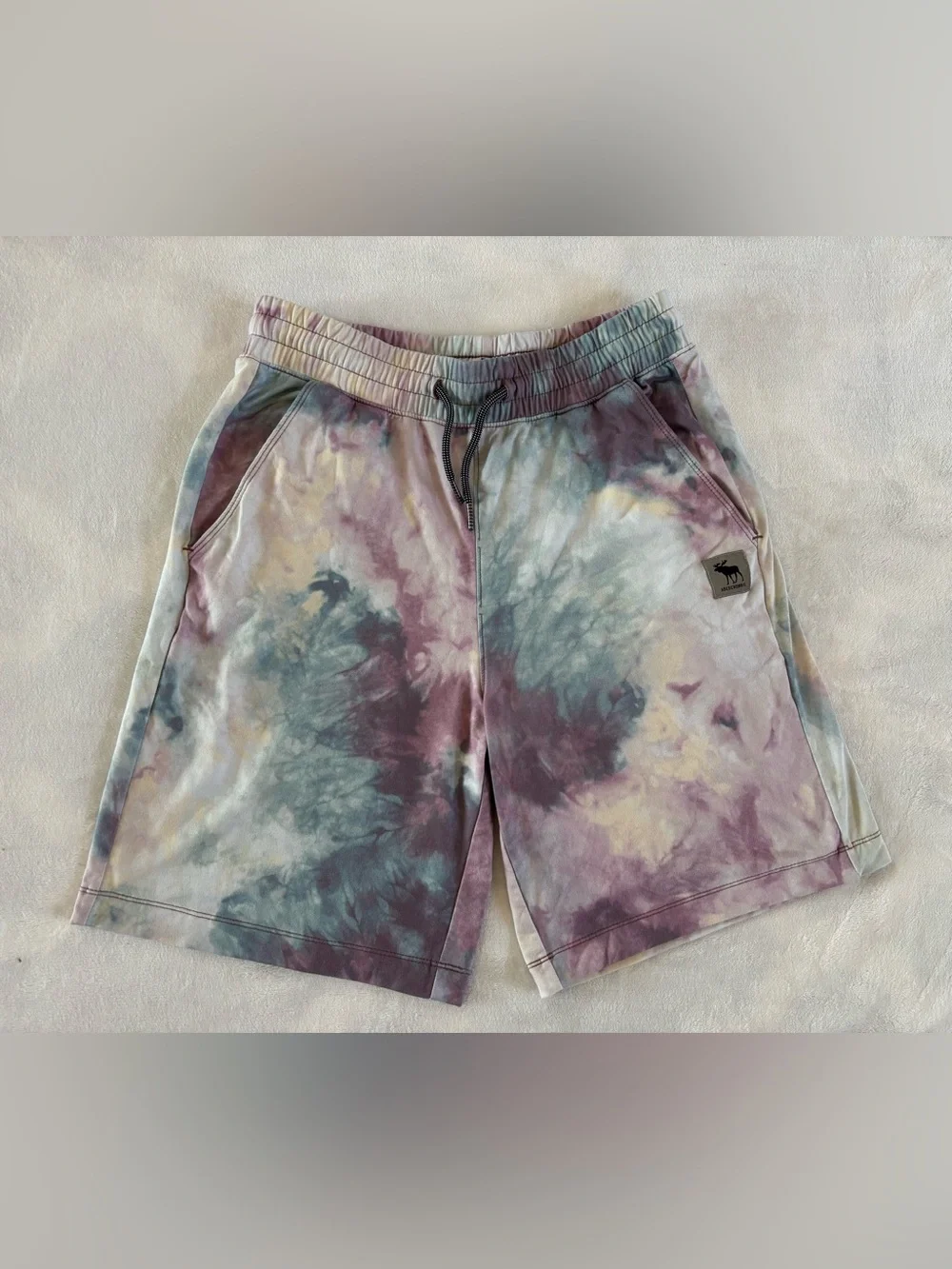 Abercrombie Kids 13/14 (XL) Active Shorts Purple Multi Tie Dye Athleisure Fleece